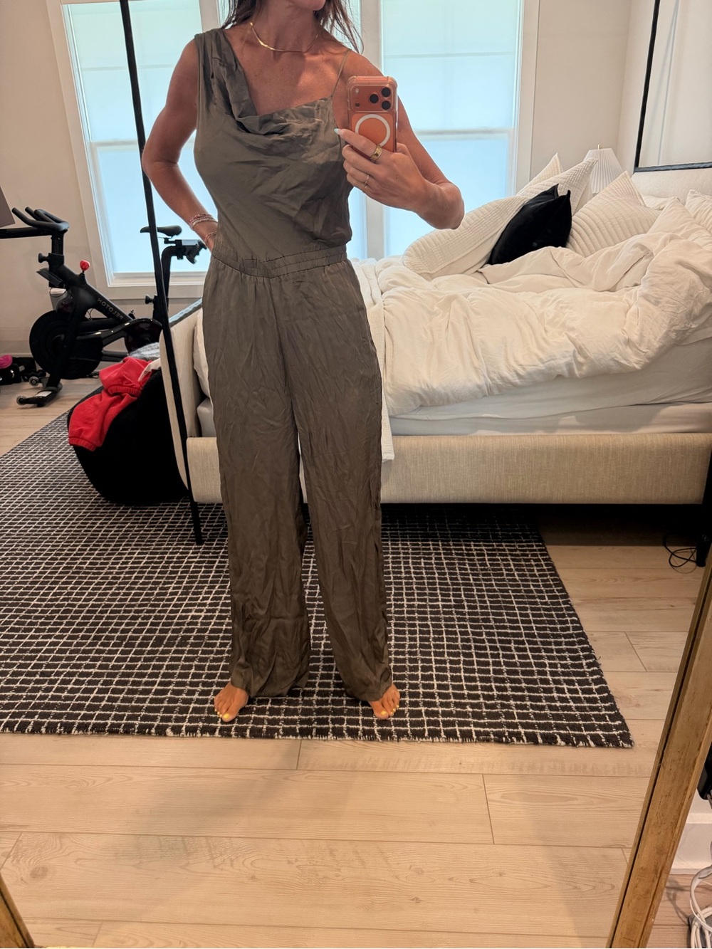 dolan Olive Green Sleeveless Wide-Leg Jumpsuit